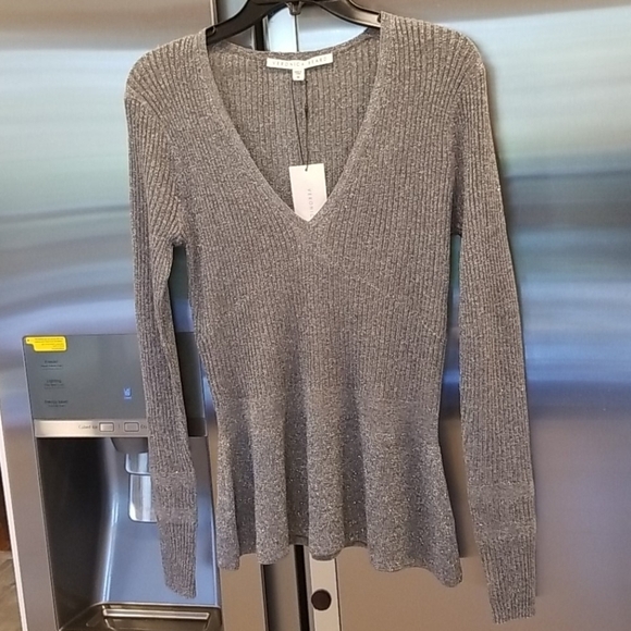 💕VERONICA BEARD💕 Esmerelda V-neck Pullover Grey - Picture 12 of 16